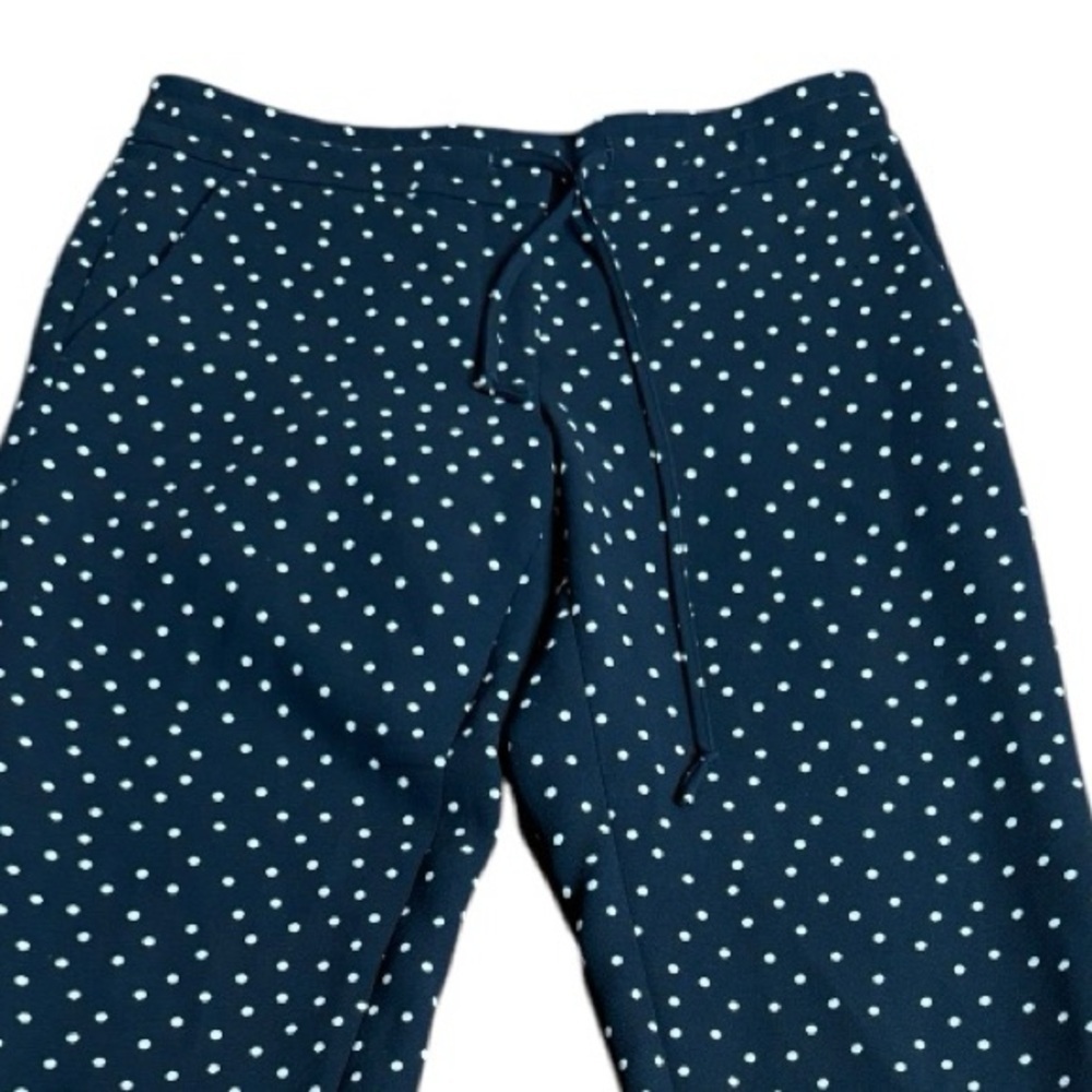 Ann Taylor Signature Pants sz 4 Black Ivory Polka Dot Ankle - Picture 2 of 4